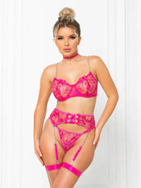 Loïs | 3-teiliges Dessous-Set – Rosa