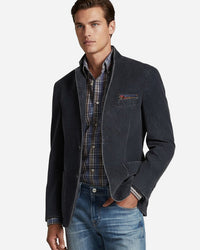 Casual Herrenblazer aus Baumwolle mit großen aufgesetzten Taschen – Marine