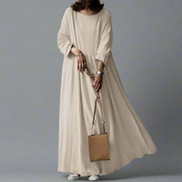 Drelhild | Elegantes Vintage Maxikleid für den Herbst – Beige