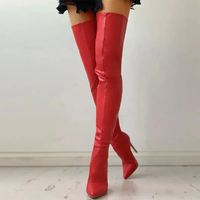 Damen-Overknee-Stiefel mit Absatz | spitze schuhform – Rot