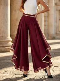 Querida - Drapierte Palazzohosen – Rot