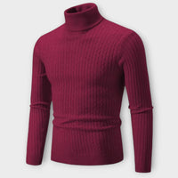 Enzo - Warmer Strickpullover mit Rollkragen – Rot