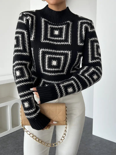 Clisona | Moderner Pullover mit geometrischem Muster und Rundhalsausschnitt