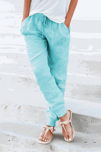 Josephine | Kordelzug Knöchelbündchen Joggerhose – Türkis