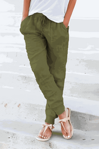 Josephine | Kordelzug Knöchelbündchen Joggerhose – Oliv
