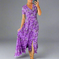 Gritta | Elegantes Blumenmuster Kleid – Lila