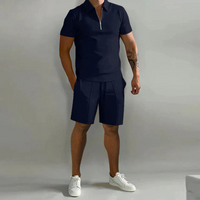 Herren Elegantes Polo- und Shorts-Set | Sommer – Dunkelblau