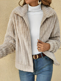 Teddy Damen Jacke Kurz | Kuschelig Bequem – Aprikose