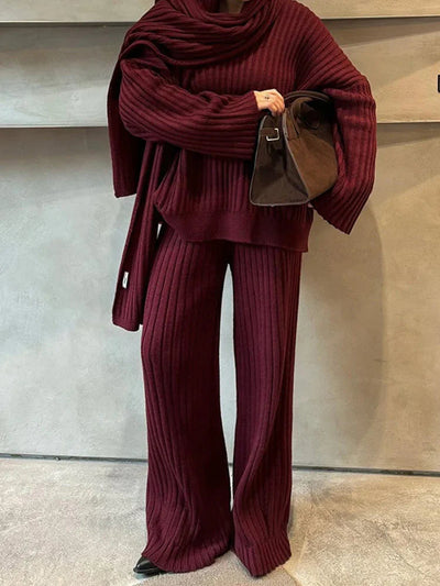 Sopeya | Elegantes winterliches 2-teiliges Strickset mit Schal