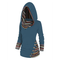 Saymera | Lässiger Tribal-Kapuzenpullover – Blau