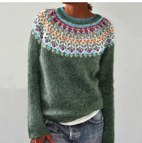 Anna™ | Skandinavischer Strickpullover – Grau/Blumen