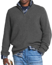 Diego | Sportiver Strickpullover mit Reißverschluss – Grau