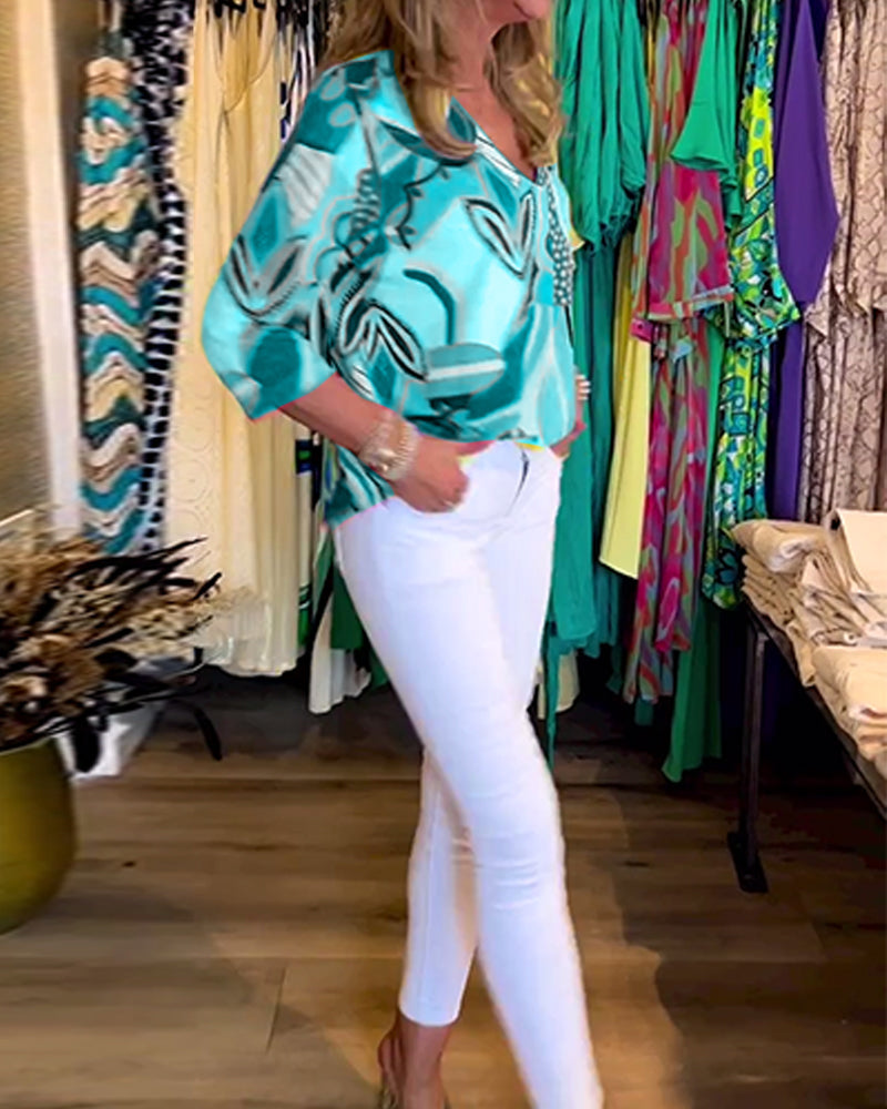 Heidi-Mode | Bunte Langärmlige Bluse mit Print