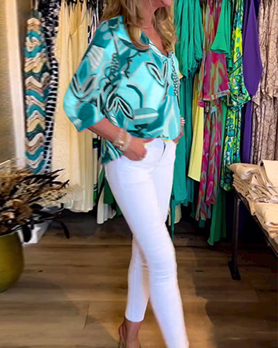 Heidi-Mode | Bunte Langärmlige Bluse mit Print