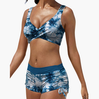 Twist-Bikini-Top mit Shorts - Damen Zweiteiler für den Sommer – Blau