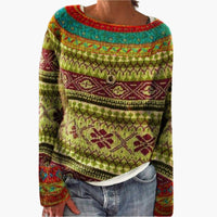 Damen pullover mit Rundhalsausschnitt und Baum-Muster – Gelb