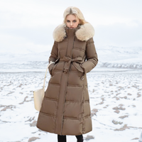 Jacqueline - Elegante Winterjacke für Damen – Braun mit beigem Kragen