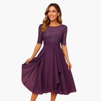Lore | Midikleid mit Spitzenärmeln – Lila