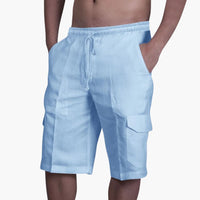 Herren Cargo Shorts mit Kordelzug und Taschen für den Sommer – Hellblau