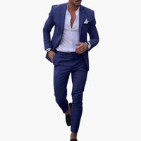 Herren Anzug Zweiteiler aus Wollmischung mit Slim Fit Schnitt – Marine