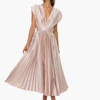 Elegantes Midikleid mit V-Ausschnitt - Damen Abendmode Farfetch – Champagner