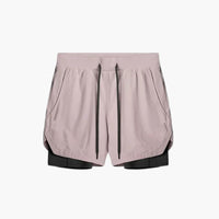 Herren Sportshorts mit Innenshorts und elastischem Bund – Rosa