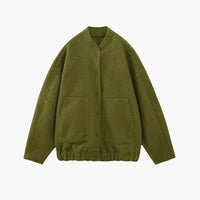 Damen Oversized Jacke mit offenem Frontdesign und aufgesetzten Taschen – Grün