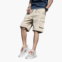 Herren Cargo Shorts mit Kordelzug und Klappentaschen – Khaki