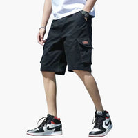 Herren Sommer Cargo Shorts mit Taschen und Reißverschluss – Schwarz