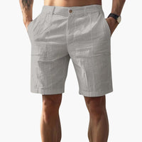 Herren Leinen Shorts mit Reißverschluss und Seitentaschen – Grau