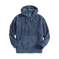 Strukturierter Cord-Kapuzenpullover mit Kängurutasche für Männer – Blau