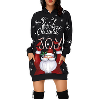 Georgia - Elegantes Weihnachtskapuzenkleid für Damen – Schwarz