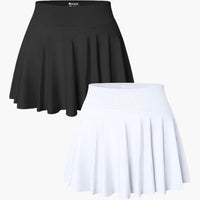 Damen Minirock 2er-Pack mit hoher Taille und Stretchbund – Schwarz Weiß
