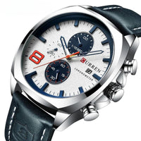 Wasserdichte Militär-Chronographen-Sportuhr – Weiß Blau
