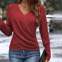 Federica – Strickpullover Mit Langen Ärmeln Und V-Ausschnitt – Rot