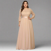 Anneliese | Premium Kleid mit Spitze für elegante Kurven – Beige