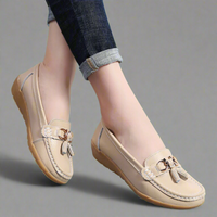 Adeltraut | Handgefertigte bequeme Ledermokassins – Beige
