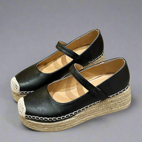 Verena | Premium Keilschuhe mit Schnalle für den Frühling – Schwarz