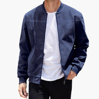 Bomber jacke für Herren mit geripptem Kragen und Reißverschluss – Blau