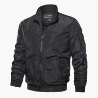 Herren Bomber jacke mit Reißverschluss und geripptem Saum – Schwarz