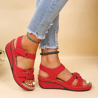 Kathrin | Damen Orthopädische Plattform Sandalen Riemen Komfort Sommer – Rot