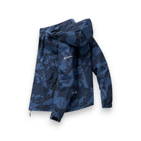 Wasserdichte Skijacke mit geometrischem Muster – Blau