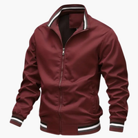 Herrenjacke mit Rippdetails und Frontreißverschluss – Rot
