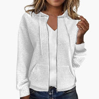 Kapuzen Sweatshirt mit Reißverschluss für Damen – Weiß