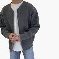 Strickjacke für Herren - Leichte Sommerjacke mit Reißverschluss für warme Tage – Grau