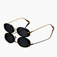 Damen Sonnenbrille mit runden Gläsern und UV-Schutz – Schwarzgrau