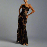 Hedda | Exquisite Blumenmuster Maxikleid – Schwarz