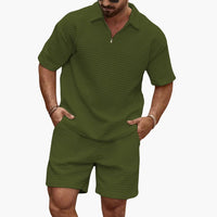 Sommer Set für Herren - Leichte Zweiteiler mit Poloshirt und Sweat Shorts – Grün