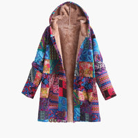 Damen jacke mit Kapuze und bedruckter Oberfläche – Blau