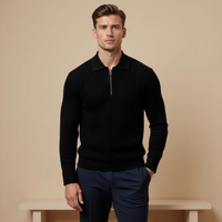 ARMIN - STRICKPULLOVER MIT REISSVERSCHLUSS – Schwarz